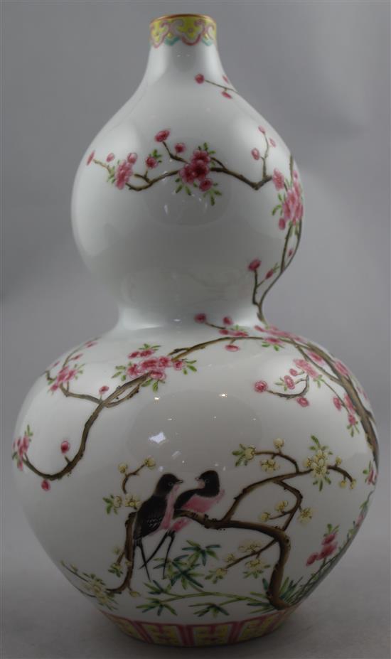 A Chinese famille rose double gourd vase, Daoguang mark but later, 26.5cm